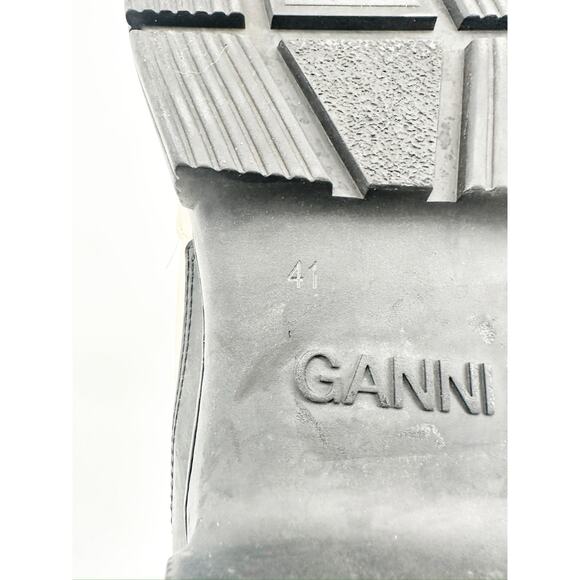 Ganni Waterproof Recycled Rubber City Boot in Brazilian Sand Cream Black FLAW 41 - Picture 6 of 8